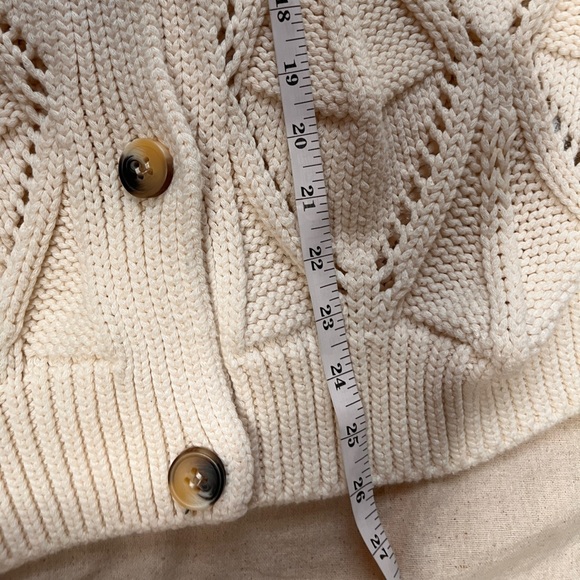 Zara Diamond Knit Cardigan Chunky Slouchy Oversized Neutral Cream Sweater S - Picture 10 of 12